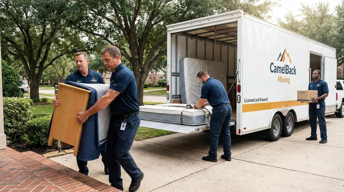 Crew loading residential truck for cross-state move from Leetonia, OH