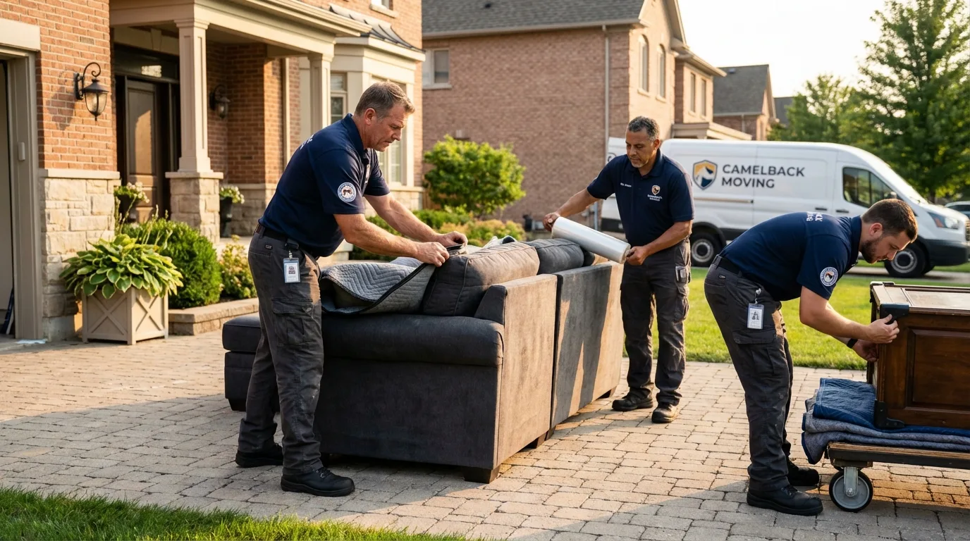 Large estate moving crew wrapping furniture in Leetonia, OH