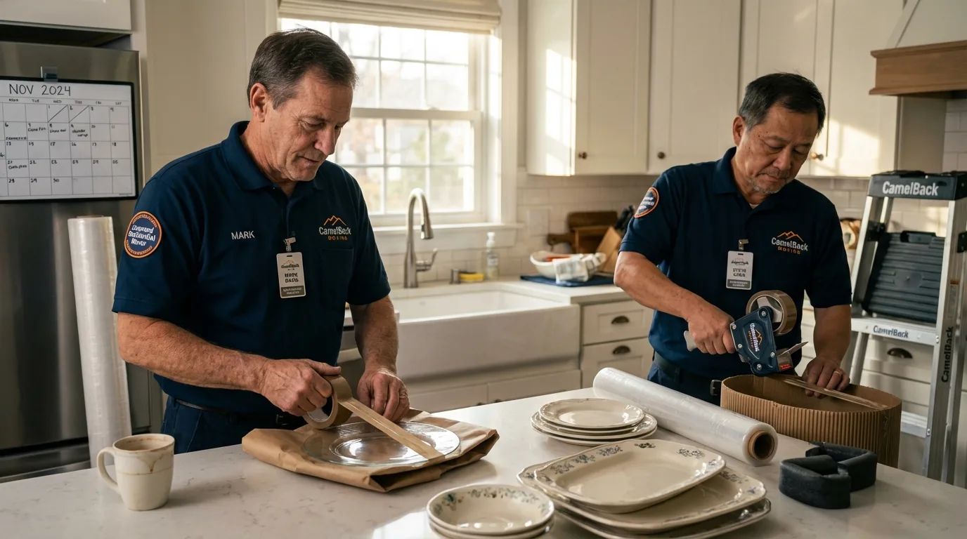 Professional crew packing kitchen dishware in Leetonia, OH